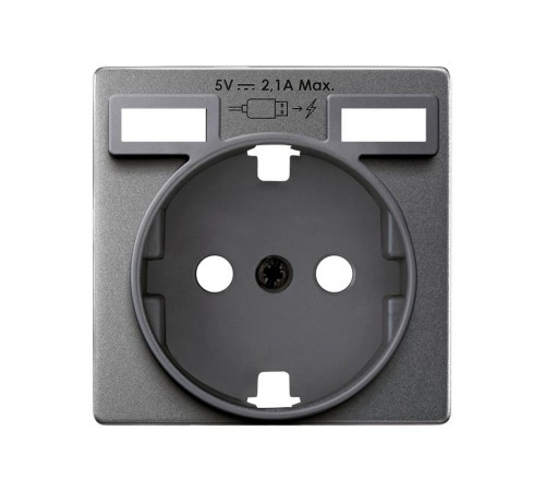 Накладка для розетки Schuko с зарядным устройством 2хUSB цвета матовый титан S82 Concept  8200049-096  Simon