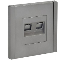 FORTE&PIANO Розетка комп. 2-ая RJ45 кат.6 FP534 сталь  FP-K20-2-K46  IEK