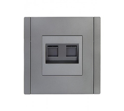 FORTE&PIANO Розетка комп. 2-ая RJ45 кат.6 FP534 сталь  FP-K20-2-K46  IEK