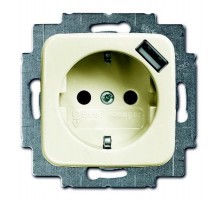 Розетка Schuko с устройством зарядным USB, 20 EUCBUSB-212-500, Busch-Duro слоновая кость, 16А, 700 мА  2011-0-6174   2CKA002011A6174  ABB