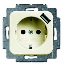 Розетка Schuko с устройством зарядным USB, 20 EUCBUSB-212-500, Busch-Duro слоновая кость, 16А, 700 мА  2011-0-6174   2CKA002011A6174  ABB