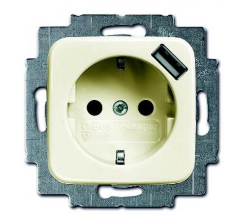 Розетка Schuko с устройством зарядным USB, 20 EUCBUSB-212-500, Busch-Duro слоновая кость, 16А, 700 мА  2011-0-6174   2CKA002011A6174  ABB
