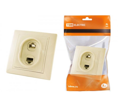 Розетка телефонная RJ11 + компьютерная RJ45 сл. кость "Таймыр"  SQ1814-0123  TDM