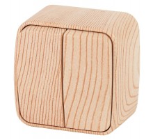 3-104-11 Intro Выключатель двойной, 10А-250В, IP20, ОУ, Polo, сосна  Б0036105  Intro