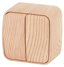 3-104-11 Intro Выключатель двойной, 10А-250В, IP20, ОУ, Polo, сосна  Б0036105  Intro