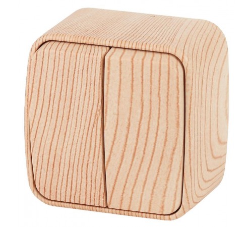 3-104-11 Intro Выключатель двойной, 10А-250В, IP20, ОУ, Polo, сосна  Б0036105  Intro