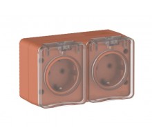 AtlasDesign Profi54 Терракотовый О/У Розетка двойная с заземлением со шторками 16А  ATN547026  SE