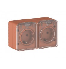 AtlasDesign Profi54 Терракотовый О/У Розетка двойная с заземлением со шторками 16А  ATN547026  SE