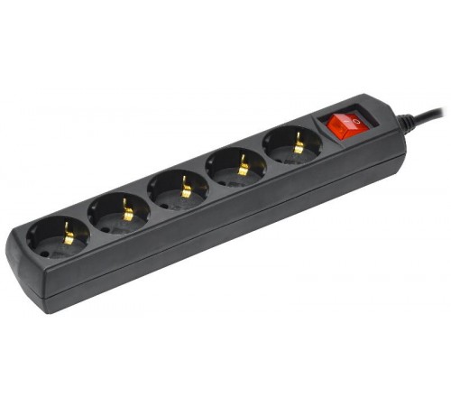 Удлинитель У05В 5 мест с/з 5м 3х1мм2 10А 250В чер.  WYP10-10-05-05-ZK-K02-G  GENERICA