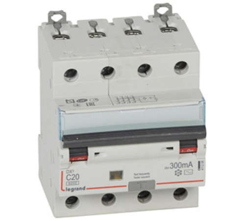 Выключатель автоматический дифференциального тока DX3 6000 4п 20А С 300мА тип AС  411206  Legrand