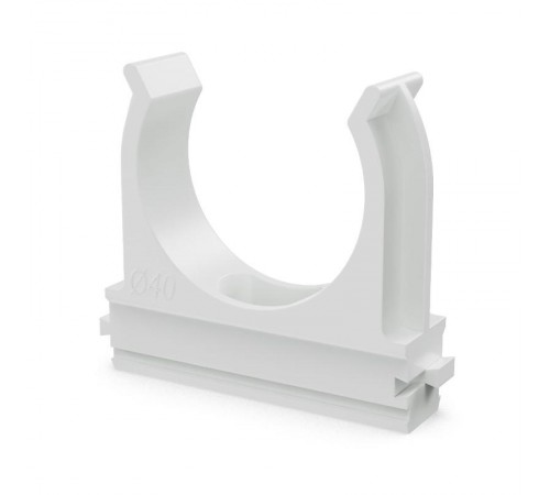 Крепёж-клипса для труб Полистирол белая д40 (15шт/300шт уп/кор)  PR.02740б  Промрукав
