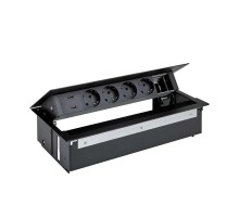 Врезной x6 розеточный блок, щетка, 4x2P+E, 2xUSB з/у, 1 пустой модуль, черный, S400  44624000-138  Simon