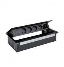 Врезной x6 розеточный блок, щетка, 4x2P+E, 2xUSB з/у, 1 пустой модуль, черный, S400  44624000-138  Simon