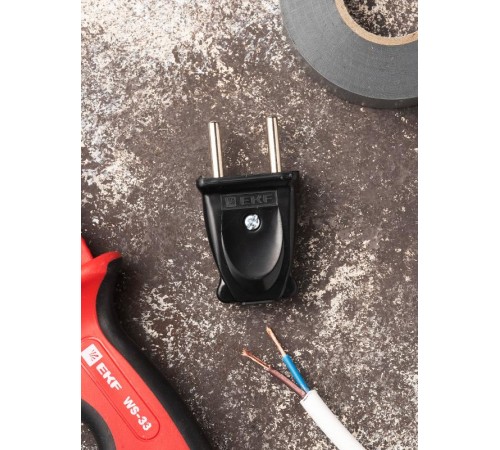 Вилка плоская б/3 черная 10А 250 В EKF Proxima EKF  AVP10-30-rpl  EKF