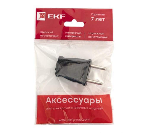 Вилка плоская б/3 черная 10А 250 В EKF Proxima EKF  AVP10-30-rpl  EKF