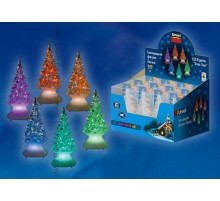 Фигура светодиодная "Ёлочка"  ULD-F620 RGB XMAS TREE SET12 набор 12 шт RGB 5х10см. IP20 от ЭП CR2032 (в/к)  11040  Uniel