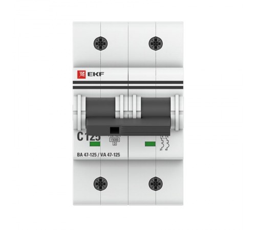 Выключатель автоматический двухполюсный ВА 47-125 125А C 15кА PROxima  mcb47125-2-125C  EKF