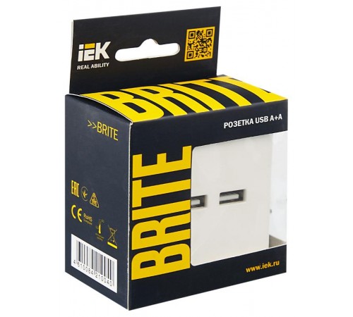 BRITE Розетка USB A+A 3,1А РЮ10-1-БрЖ жемчужный  BR-U21-D31-K36  IEK