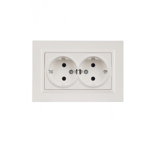 BRITE Розетка 2-ая с заземлением со шторками 16А в сборе РСш12-3-БрЖ жемчуг  BR-R24-16-K36-F  IEK