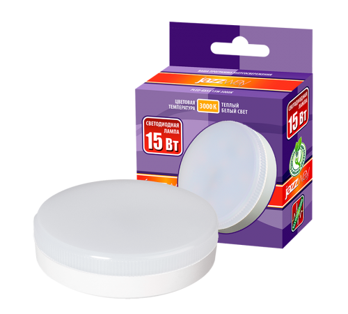 Лампа светодиодная LED 15Вт GX53 220В 3000К PLED-GX53 таблетка (плоский цилиндр)  2855435  Jazzway