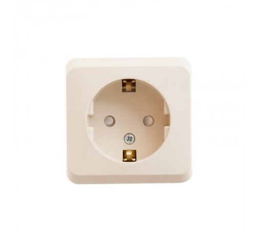 Этюд Кремовый О/У Розетка с заземлением со шторками  PA16-004K  SE