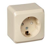 Этюд Кремовый О/У Розетка с заземлением со шторками  PA16-004K  SE
