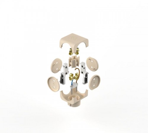 Тройник SP-4-I  4гн, без заземл (сл. кость) (10/60/2880)  Б0008206  ЭРА