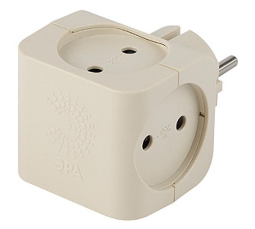 Тройник SP-4-I  4гн, без заземл (сл. кость) (10/60/2880)  Б0008206  ЭРА