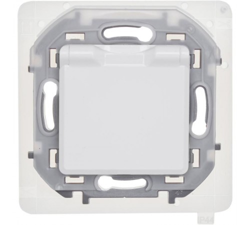 Inspiria Белый Розетка с крышкой с заземлением С/У со шторками 16А IP44 без рамки  673740  Legrand