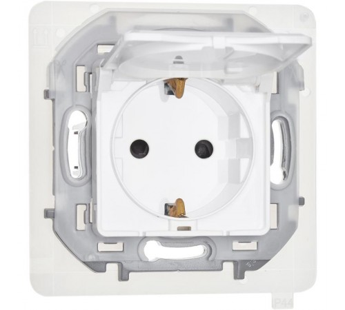 Inspiria Белый Розетка с крышкой с заземлением С/У со шторками 16А IP44 без рамки  673740  Legrand