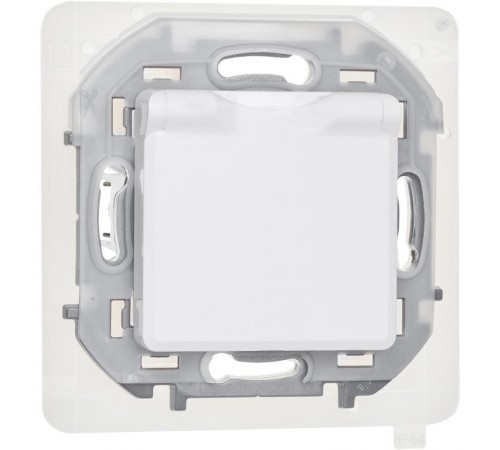 Inspiria Белый Розетка с крышкой с заземлением С/У со шторками 16А IP44 без рамки  673740  Legrand
