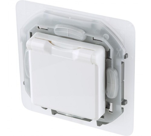 Inspiria Белый Розетка с крышкой с заземлением С/У со шторками 16А IP44 без рамки  673740  Legrand