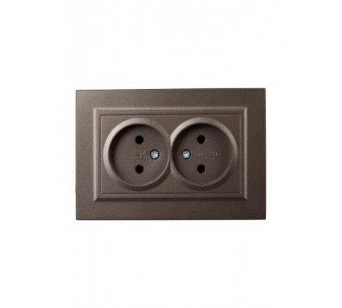 BRITE Розетка 2-ая без заземления без шторок10А в сборе РС12-2-БрТБ темная бронза  BR-R20-10-K45-F  IEK