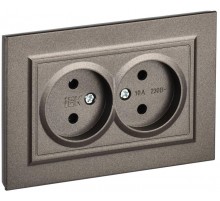 BRITE Розетка 2-ая без заземления без шторок10А в сборе РС12-2-БрТБ темная бронза  BR-R20-10-K45-F  IEK