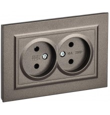 BRITE Розетка 2-ая без заземления без шторок10А в сборе РС12-2-БрТБ темная бронза  BR-R20-10-K45-F  IEK