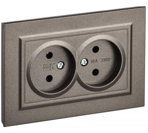 BRITE Розетка 2-ая без заземления без шторок10А в сборе РС12-2-БрТБ темная бронза  BR-R20-10-K45-F  IEK
