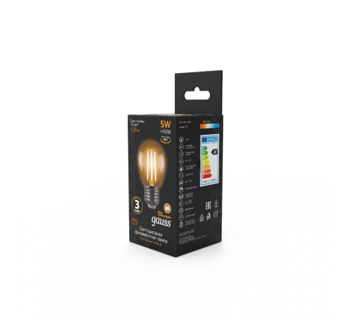 Лампа светодиодная LED 5Вт E27 220В 2700К шар  105802105  Gauss