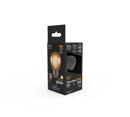 Лампа светодиодная LED 5Вт E27 220В 2700К шар  105802105  Gauss