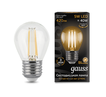 Лампа светодиодная LED 5Вт E27 220В 2700К шар  105802105  Gauss