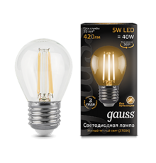 Лампа светодиодная LED 5Вт E27 220В 2700К шар  105802105  Gauss