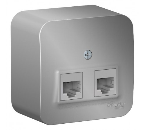 Blanca Алюминий О/У с изолирующей пластиной Розетка 2-ая ТЛФ/КОМП, RJ45+RJ11, кат.5E  BLNIA045113  SE