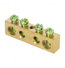 Шина PEN "ноль-земля" (8х12мм) 4 отверстия латунь крепеж по центру EKF PROxima  sn0-125-4-c  EKF