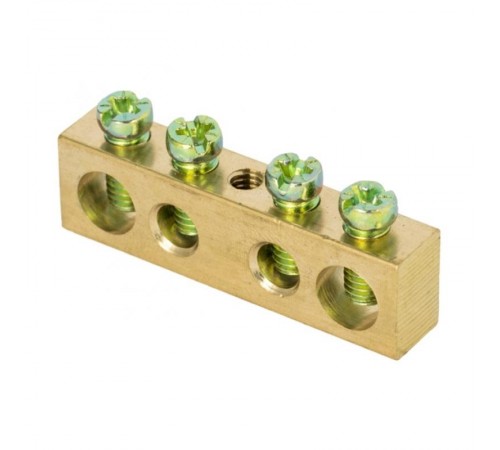 Шина PEN "ноль-земля" (8х12мм) 4 отверстия латунь крепеж по центру EKF PROxima  sn0-125-4-c  EKF