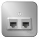 Blanca Алюминий О/У с изолирующей пластиной Розетка 2-ая ТЛФ/КОМП, RJ45+RJ11, кат.5E  BLNIA045113  SE