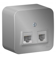 Blanca Алюминий О/У с изолирующей пластиной Розетка 2-ая ТЛФ/КОМП, RJ45+RJ11, кат.5E  BLNIA045113  SE