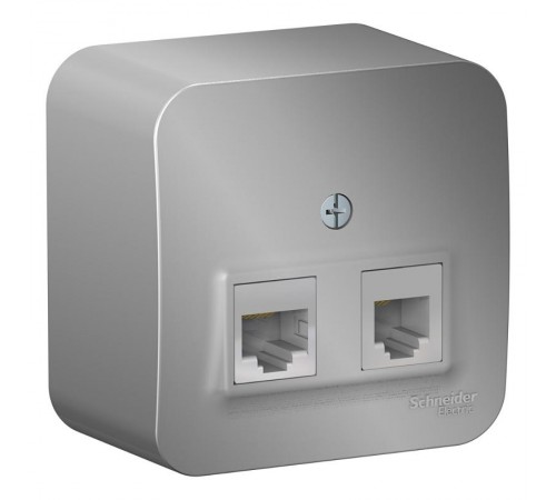 Blanca Алюминий О/У с изолирующей пластиной Розетка 2-ая ТЛФ/КОМП, RJ45+RJ11, кат.5E  BLNIA045113  SE