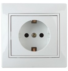 1Э-202-01 Intro Розетка 2P+E Schuko, 16А-250В, СУ, б.л., Plano, белый  Б0038828  Intro
