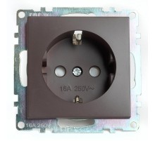 Розетка 1-местная с защитной шторкой с/з (механизм), 250В, 16А, серия Катрин, GLS16-7110-04, шоколад  49028  STEKKER