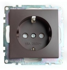 Розетка 1-местная с защитной шторкой с/з (механизм), 250В, 16А, серия Катрин, GLS16-7110-04, шоколад  49028  STEKKER