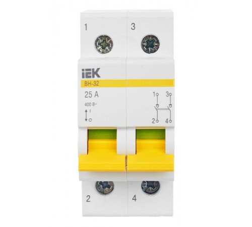 Выключатель нагрузки модульный (мини-рубильник) ВН-32 2Р 25А  MNV10-2-025  IEK